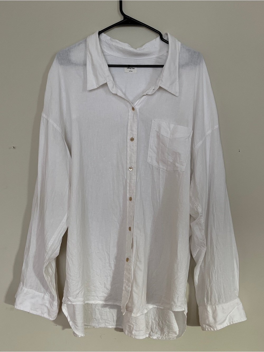Wilfred Free Boyfriend White Linen Button Down Shirt